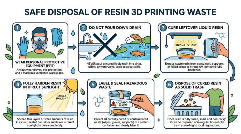 how to dispose of resin 3d printing waste safely