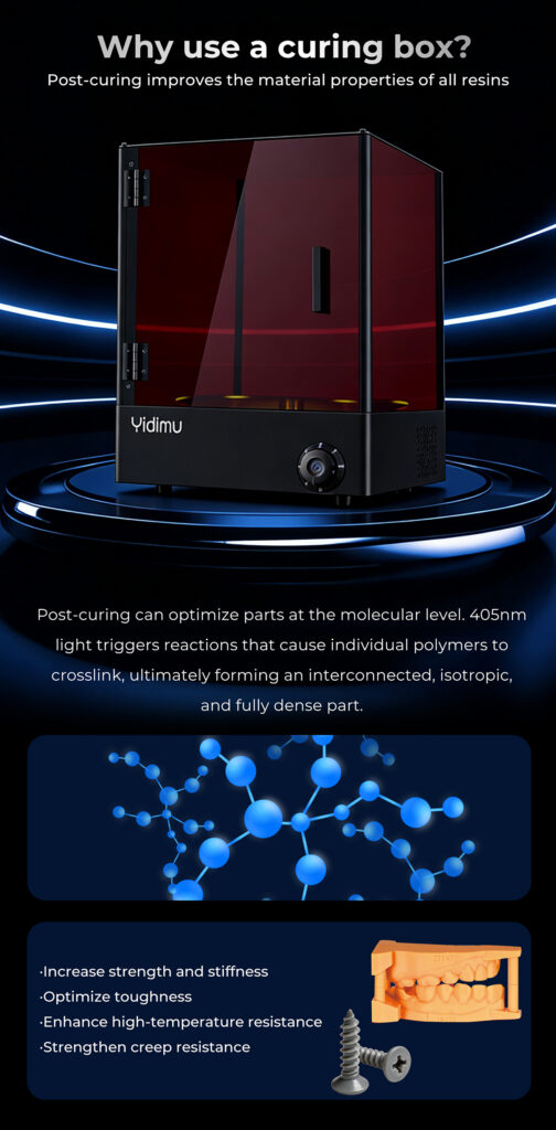 yidimu uv curing box for resin 3d printed models