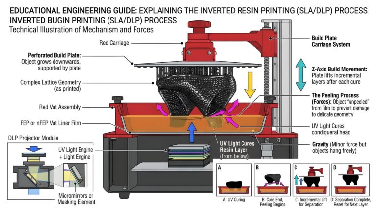why does a 3d resin printer print objects upside down